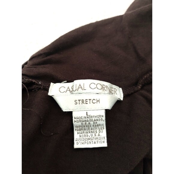 Casual Corner Turtleneck Women's L Long Sleeve Back Zip Stretch Basic Top Brown - Picture 5 of 8